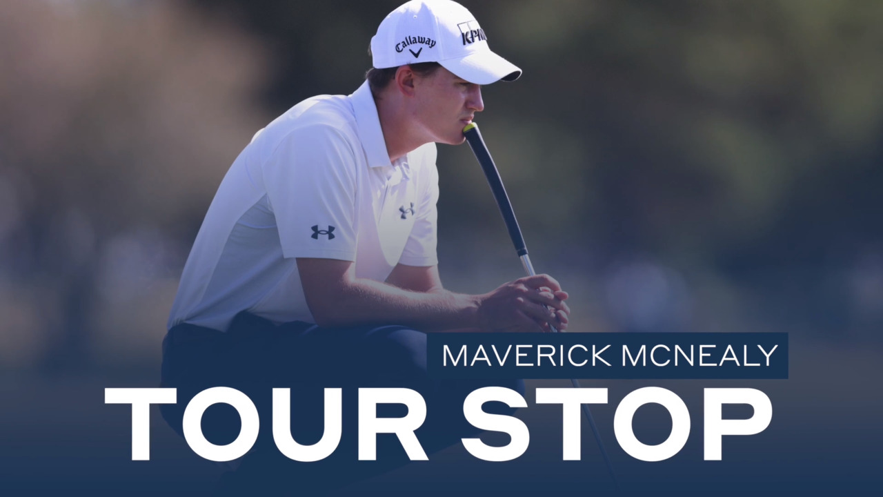 Why Maverick McNealy uses a line on the ball off the tee and not with his putting
