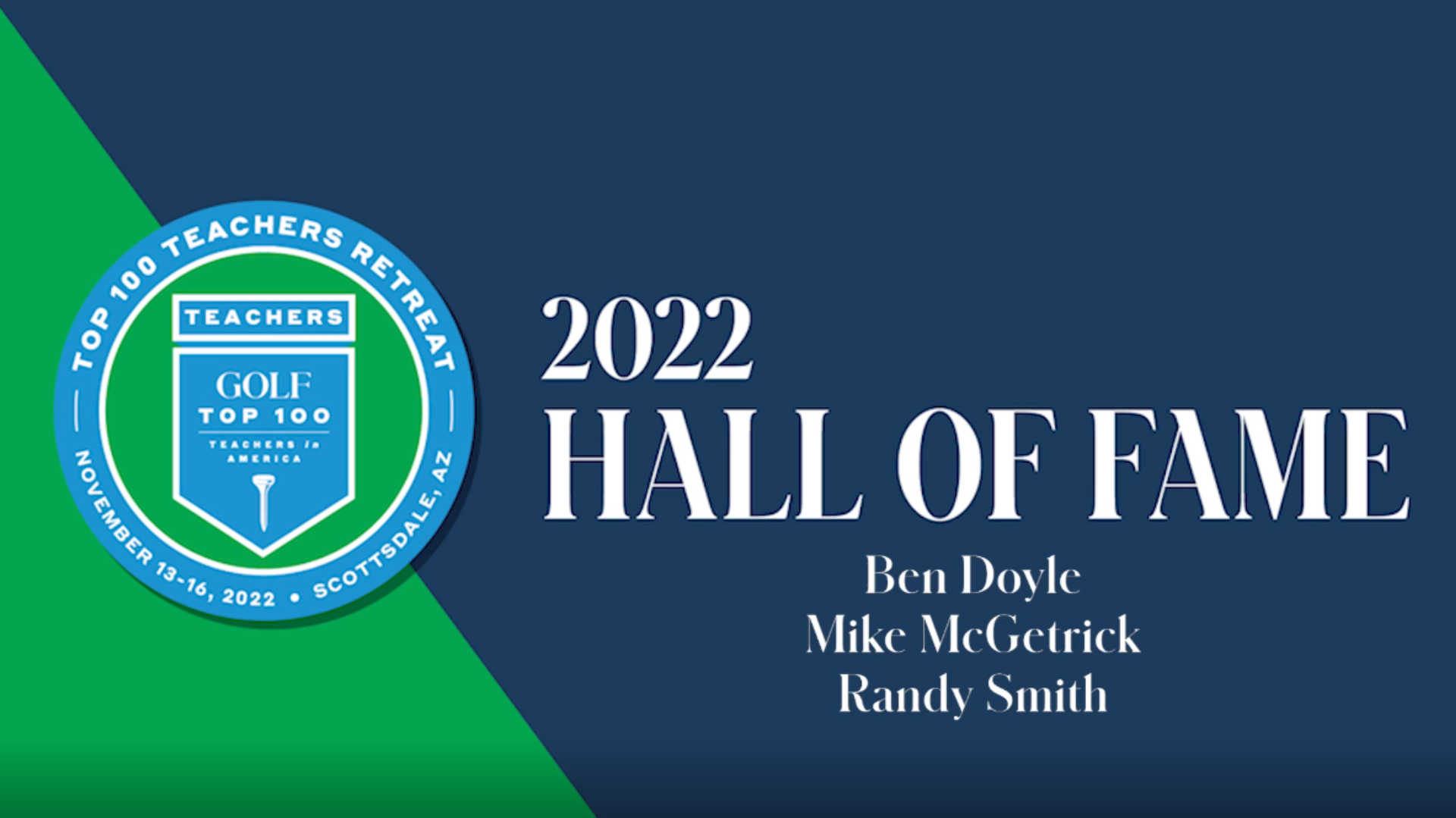 GOLF's 2022 Top 100 Teachers Hall of Fame Induction Ceremony